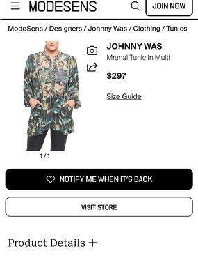 Johnny Was Multi-Color Floral Embroidered Tunic